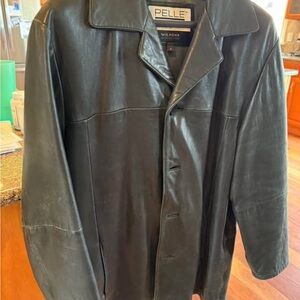 ‼️ Pelle Studio / Wilsons | Men’s Leather Black Trench Coat Classic | Medium